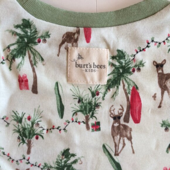 New Burt's Bees Christmas Pajamas 2T Island Holiday Organic Shirt Pants Set - Picture 4 of 6